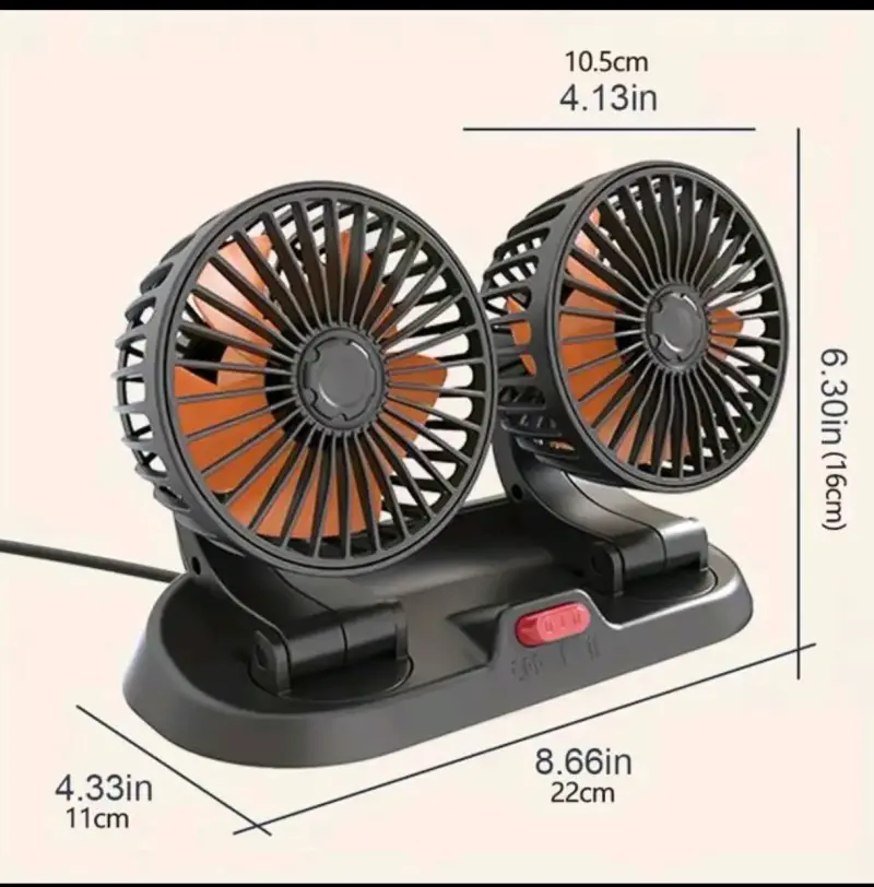 Ventilador doble para auto con enchufe 12V - 2