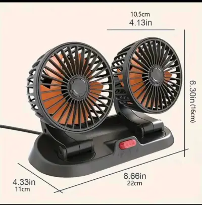Ventilador doble para auto con enchufe 12V - miniatura 2