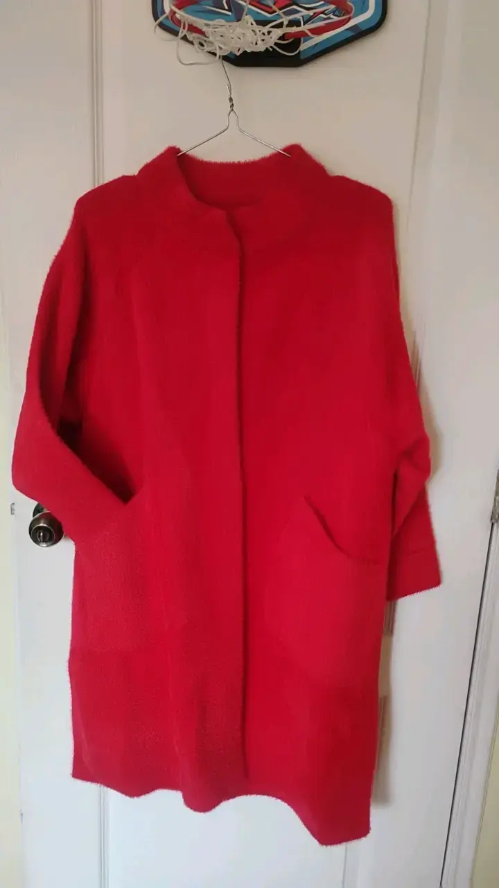 Abrigo rojo de lana para mujer - 2