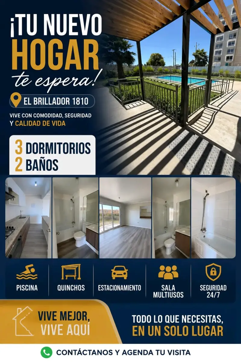 Departamento en El Brillador con piscina y seguridad