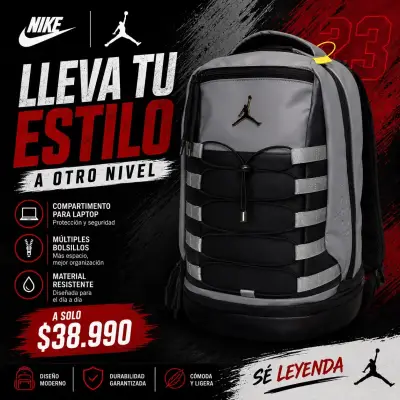 Mochila Nike Air Jordan roja con compartimento para laptop - miniatura 2
