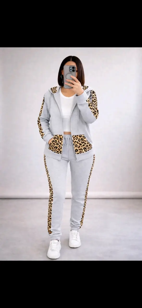 Conjunto deportivo mujer con estampado leopardo - 1
