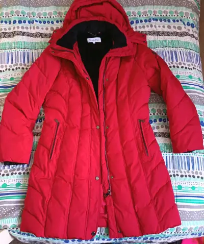 Parka largo rojo con capucha Calvin Klein - miniatura 3