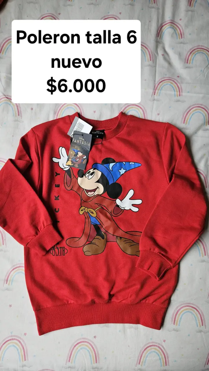 Polerón Disney Mickey talla 6 nuevo