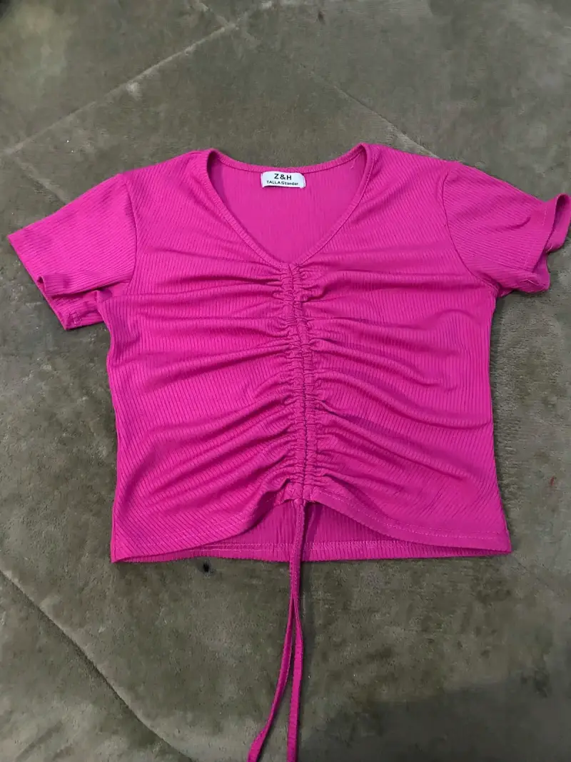 Polera fucsia con fruncido Z&H talla S - 1
