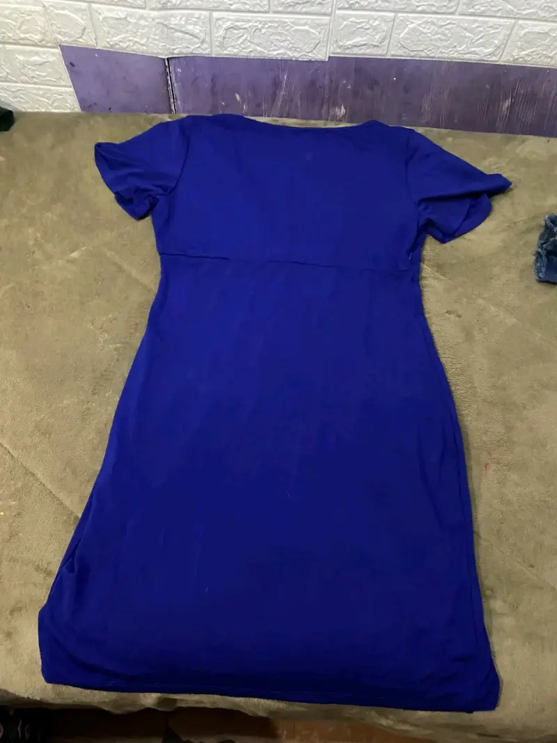Vestido azul manga corta para mujer - 2