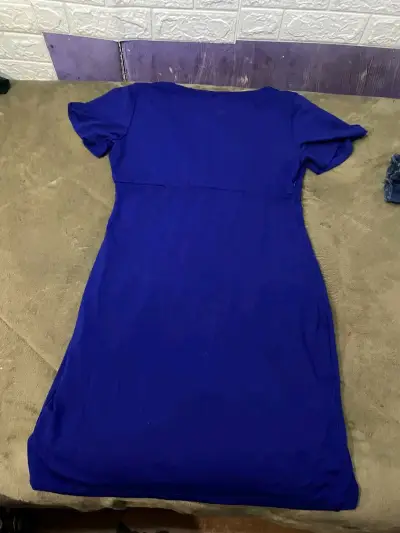 Vestido azul manga corta para mujer - miniatura 2