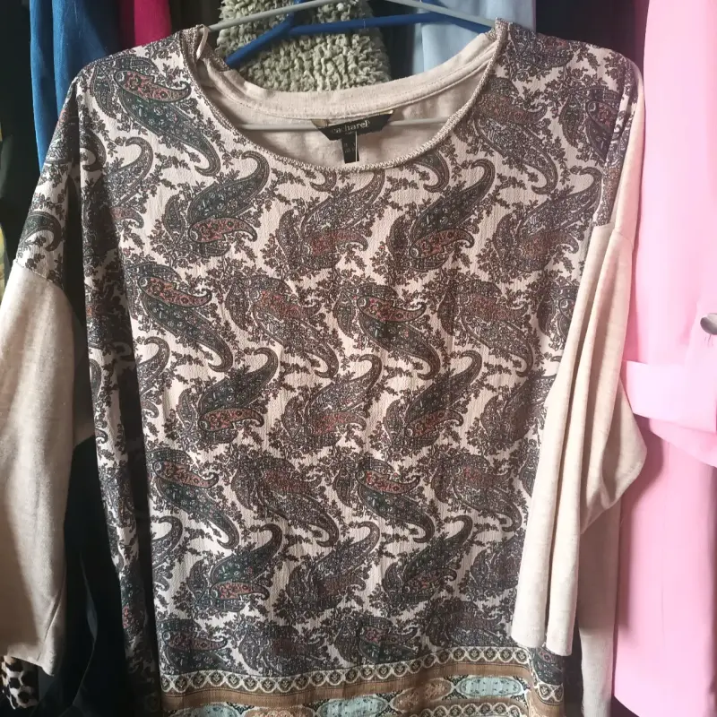 Polera estampada de manga larga para mujer, - 1