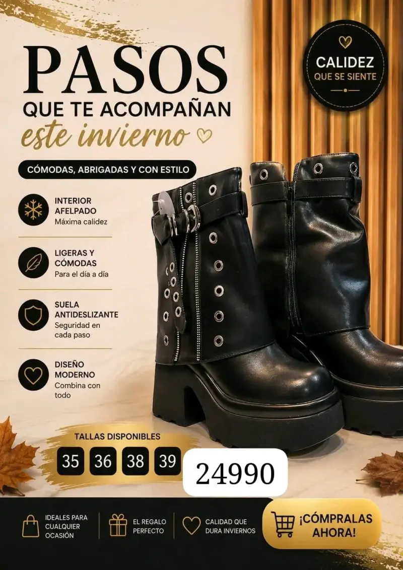 Botas de cuero marrón con tachas decorativas - 2