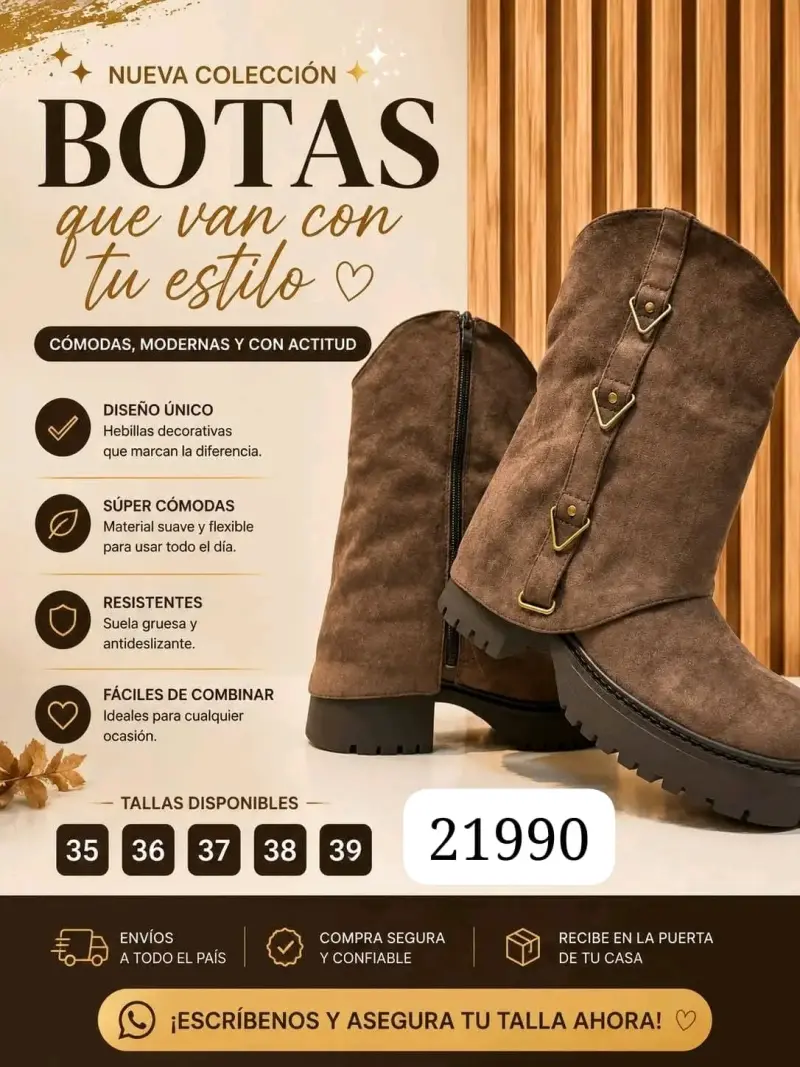 Botas de cuero marrón con tachas decorativas - 3