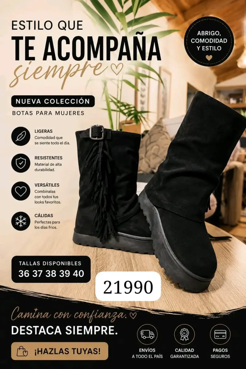 Botas de cuero marrón con tachas decorativas - 4