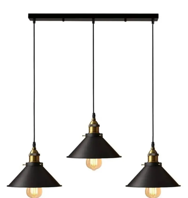 Lámpara colgante triple estilo industrial negro - 1