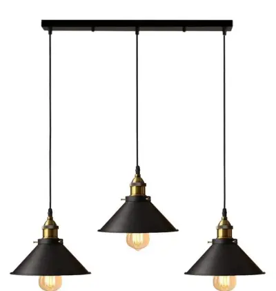 Lámpara colgante triple estilo industrial negro - miniatura 1