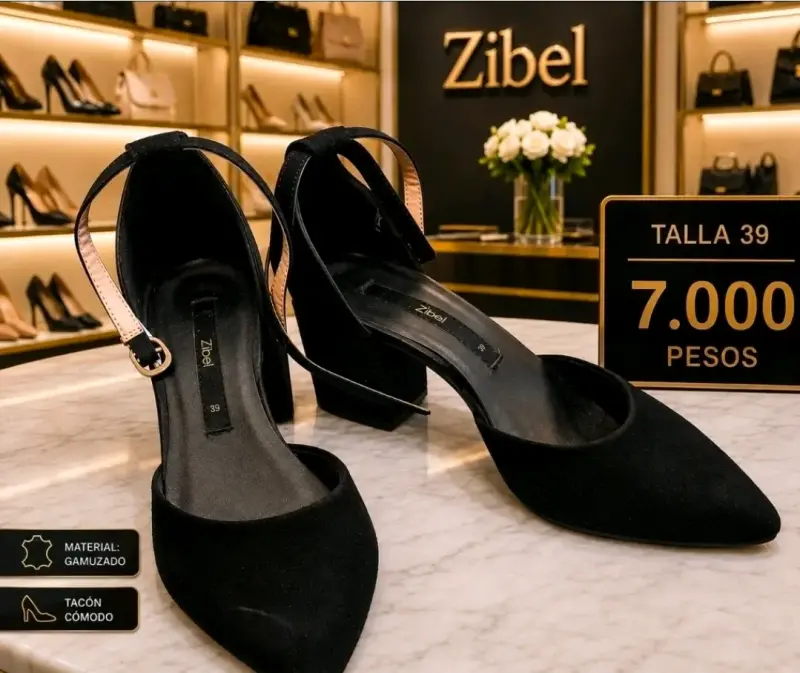 Zapatos negros tacón medio cómodo talla 39