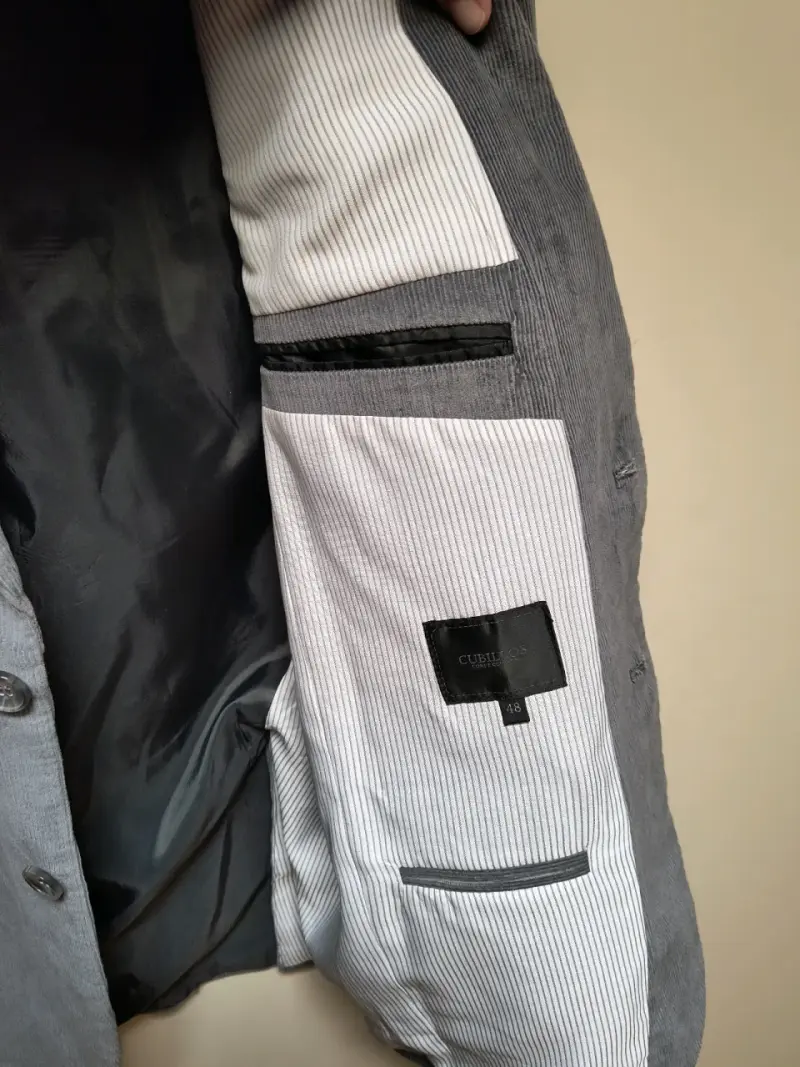 Blazer de pana gris para hombre talla 48 - 4