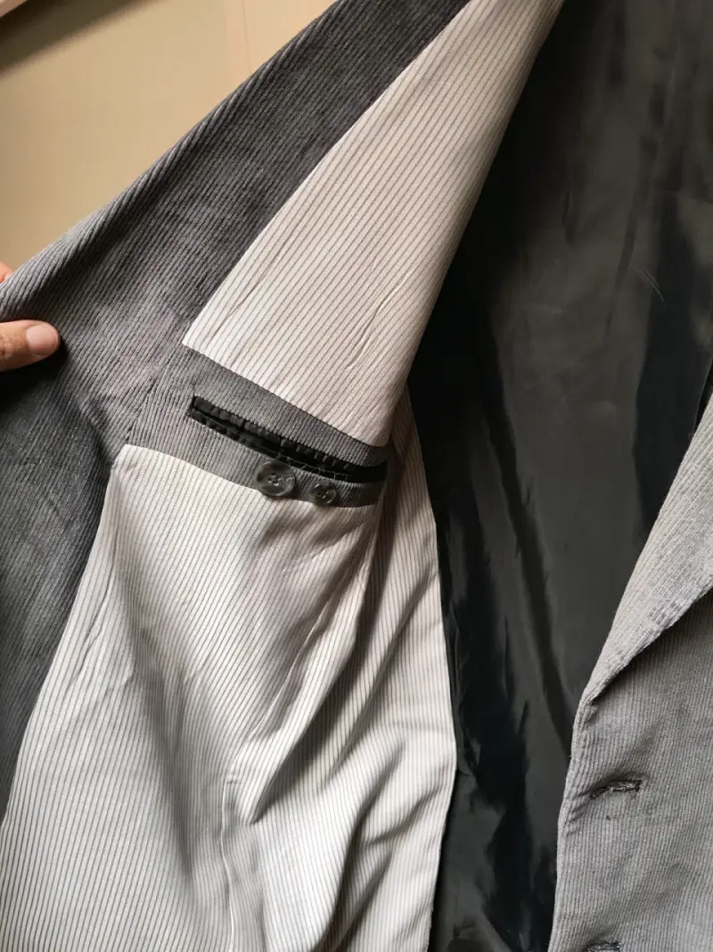 Blazer de pana gris para hombre talla 48 - 6