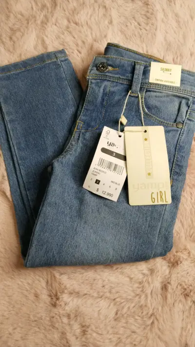 Jeans skinny azul para niña Yamp - miniatura 4