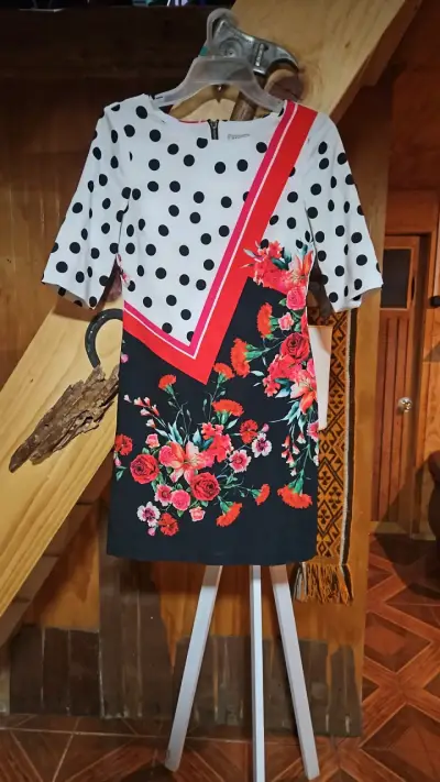 Vestido estampado floral y lunares - miniatura 1