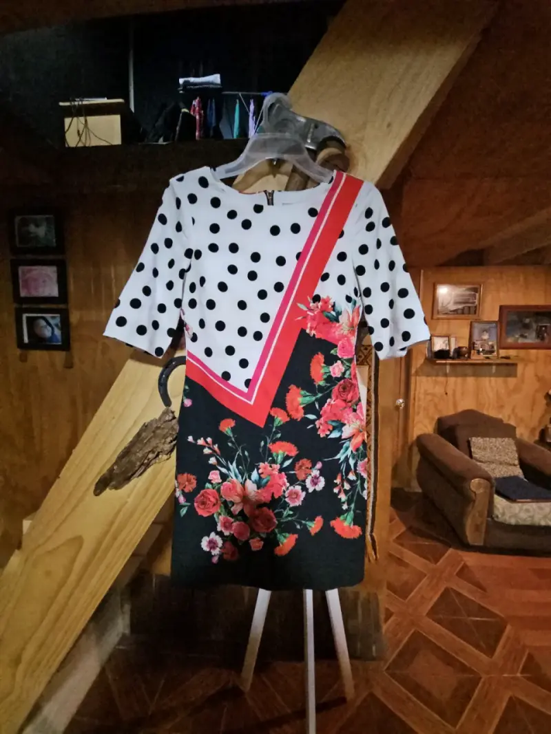 Vestido estampado floral y lunares - 2
