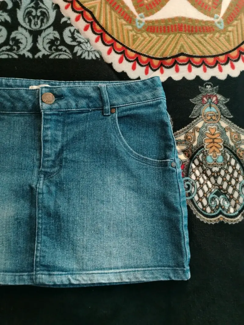 Falda de mezclilla azul para mujer - 2