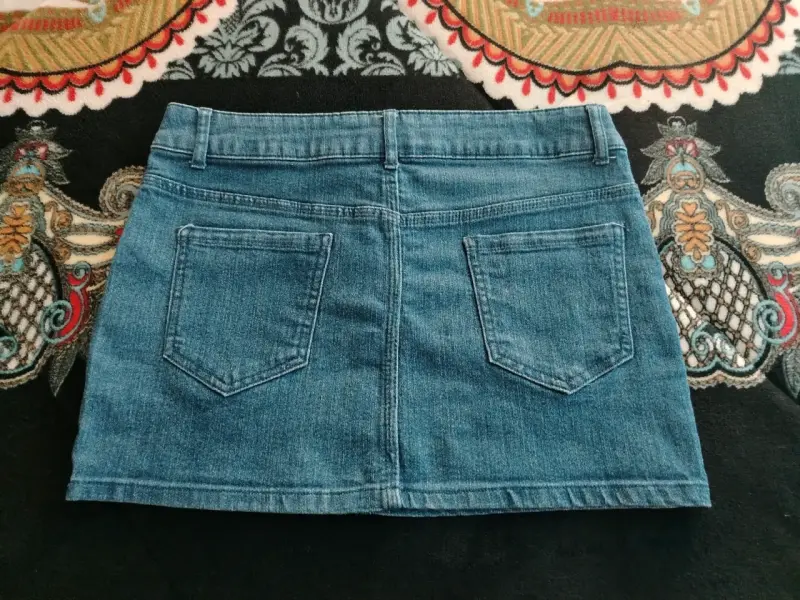 Falda de mezclilla azul para mujer - 3