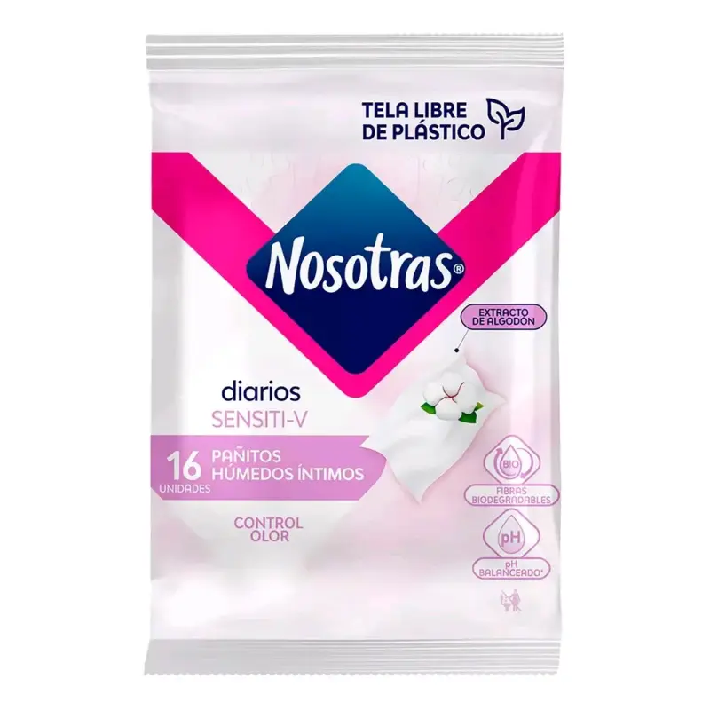 Paños Húmedos Íntimos Nosotras Sensiti-V 16 Unidades