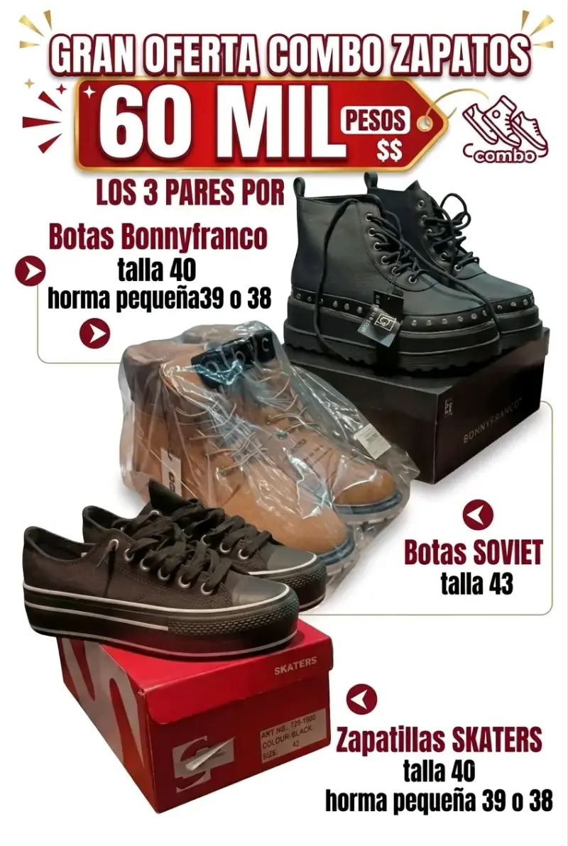 Combo de Zapatos Bonnyfranco y Skaters Talla 40