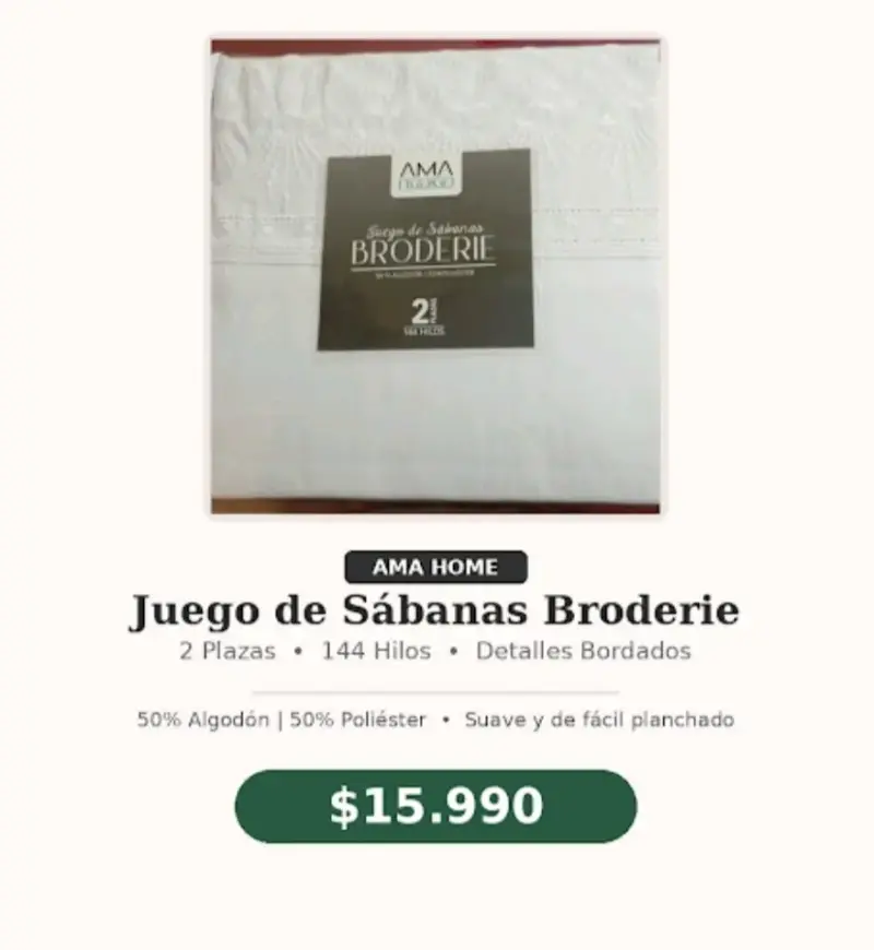 Juego de Sábanas Broderie 2 Plazas AMA Home