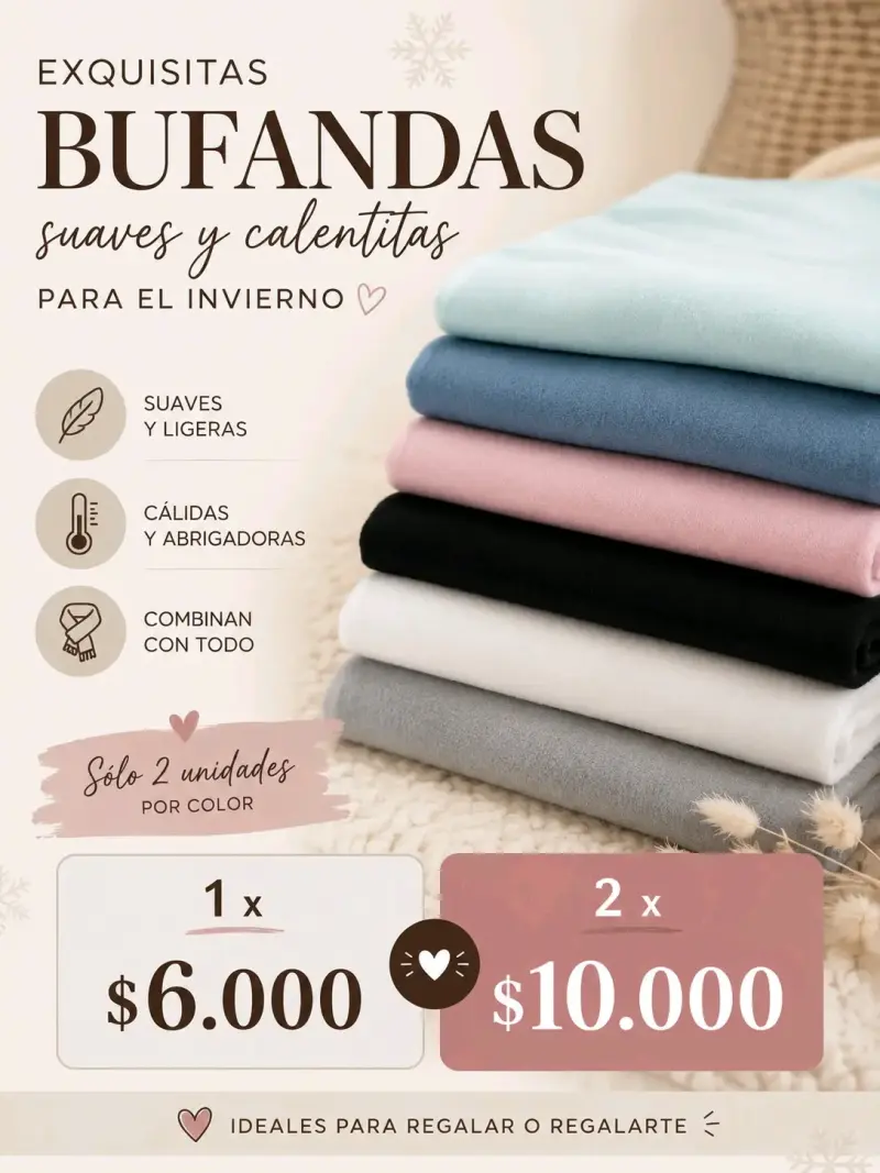Bufandas suaves y calentitas para invierno