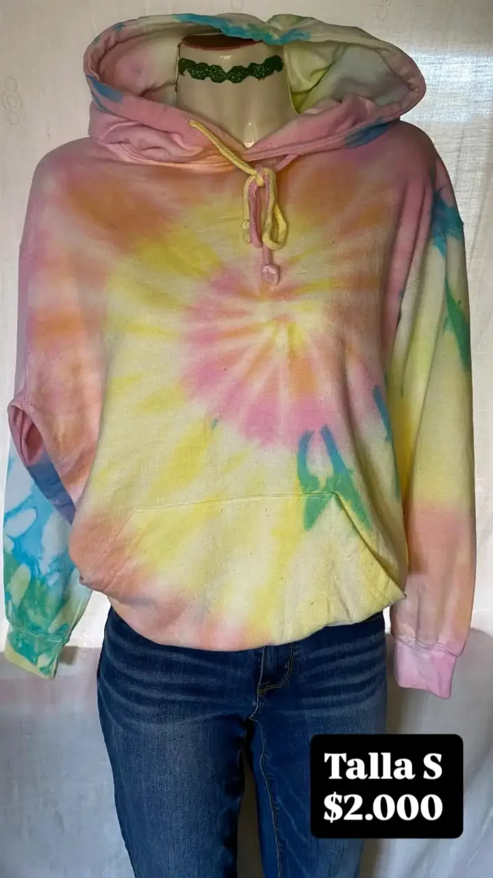 Polerón tie-dye con capucha talla S - 1