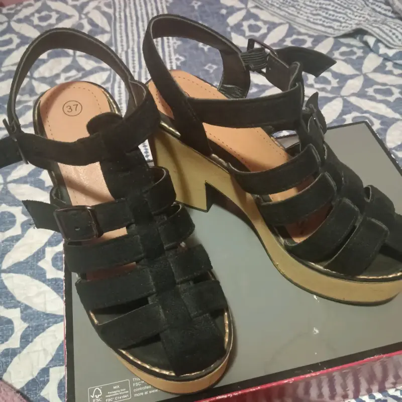 Sandalias de tacón alto negras talla 37 - 3