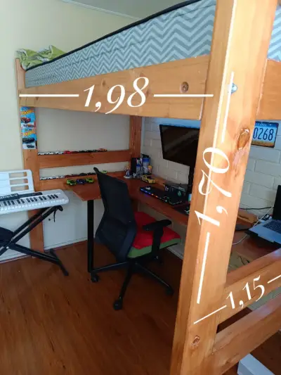 Camarote  de madera con escritorio integrado - miniatura 1
