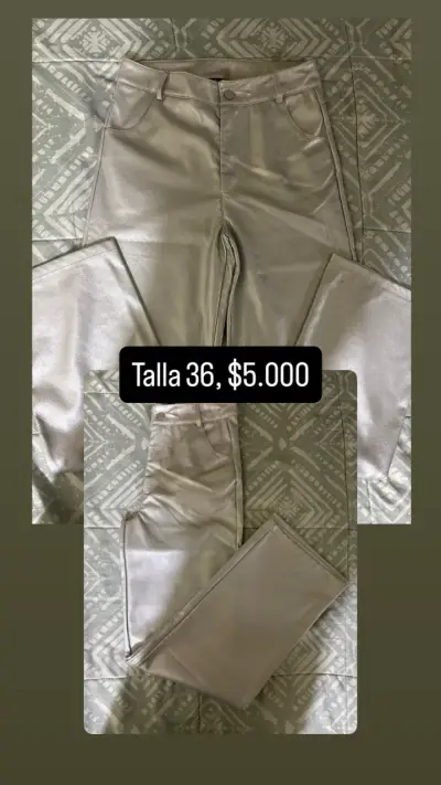 Pantalones plateados talla 36 en buen estado - miniatura 1