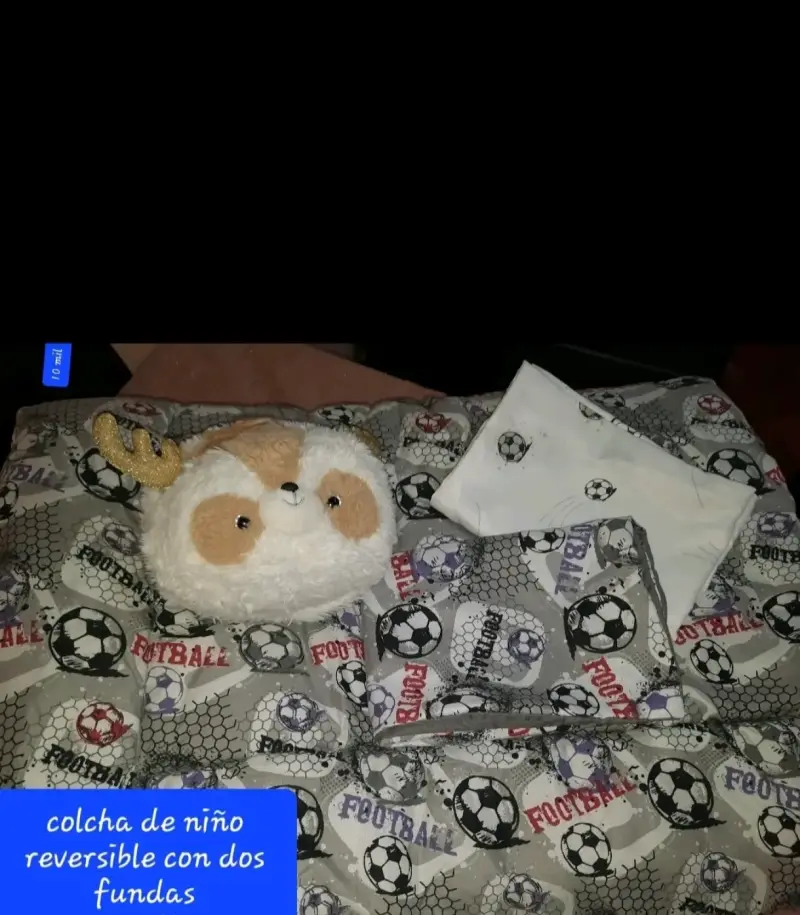 Colcha reversible de niño con fundas de fútbol