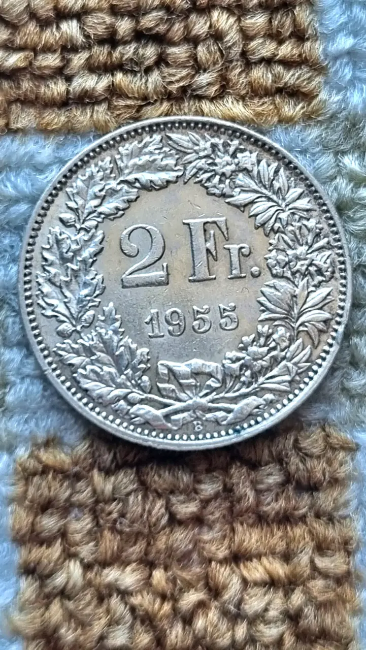 Moneda Suiza de Plata, 2 Francos 1955 - 1