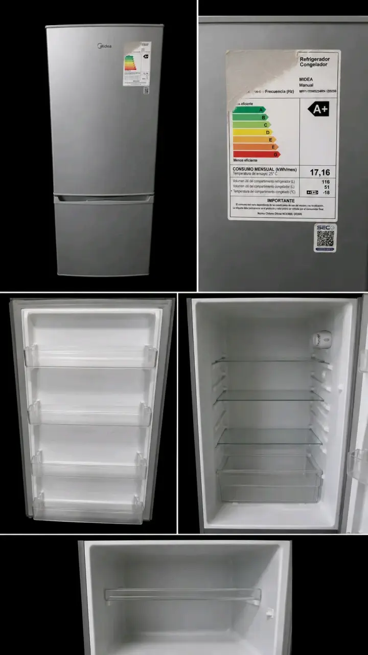 Refrigerador Congelador Midea A+ Plateado