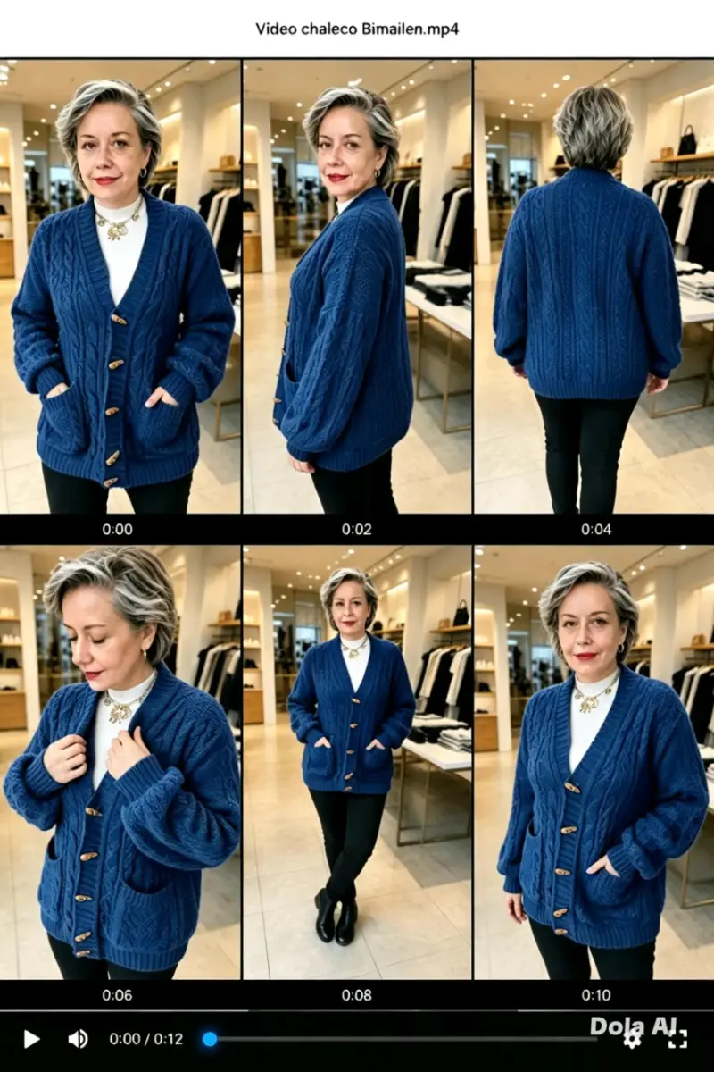 Chaleco de punto azul para mujer