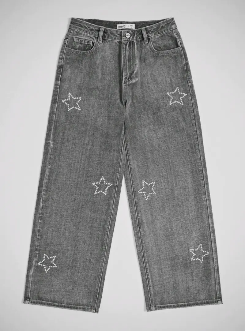 Jeans grises con estrellas decorativas talla 12