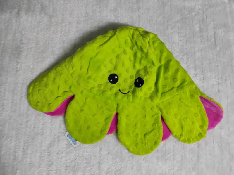 Pulpo de peluche reversible verde y rosado - 1