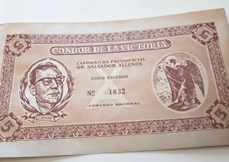Billete conmemorativo Salvador Allende 5 escudos