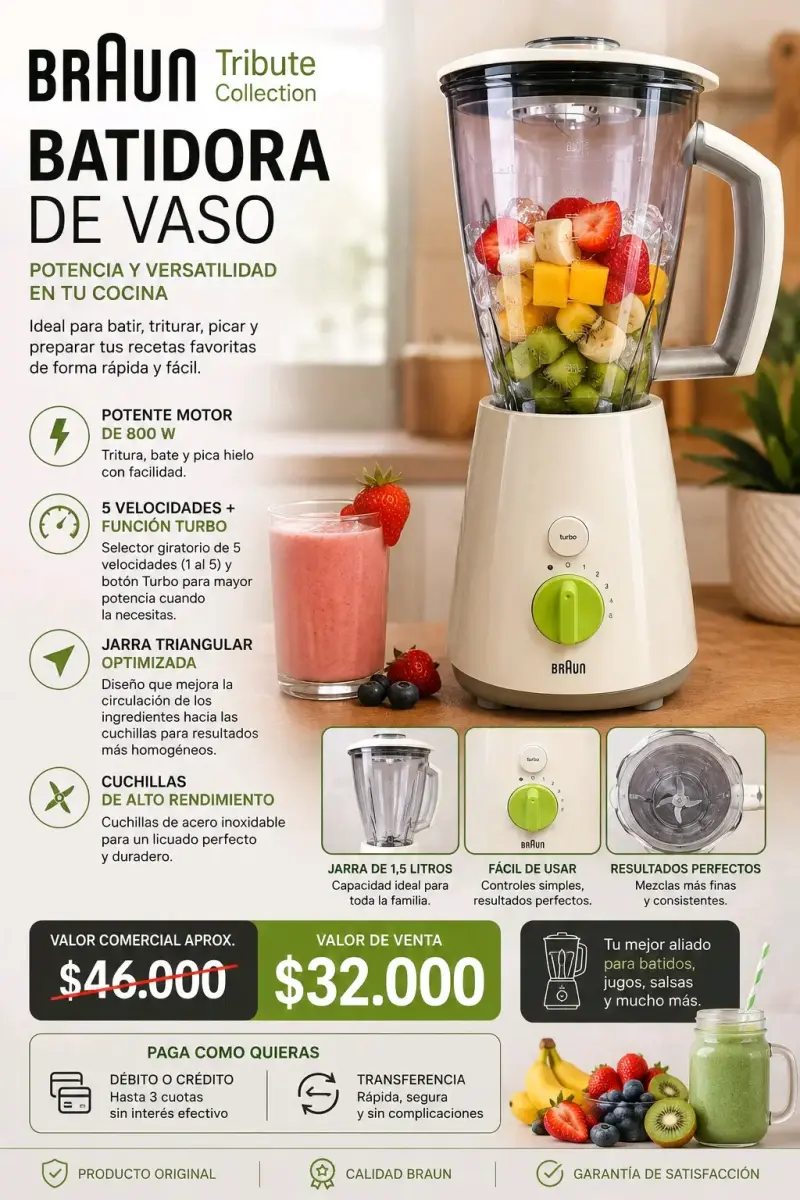 Batidora de vaso Braun Tribute Collection 800W