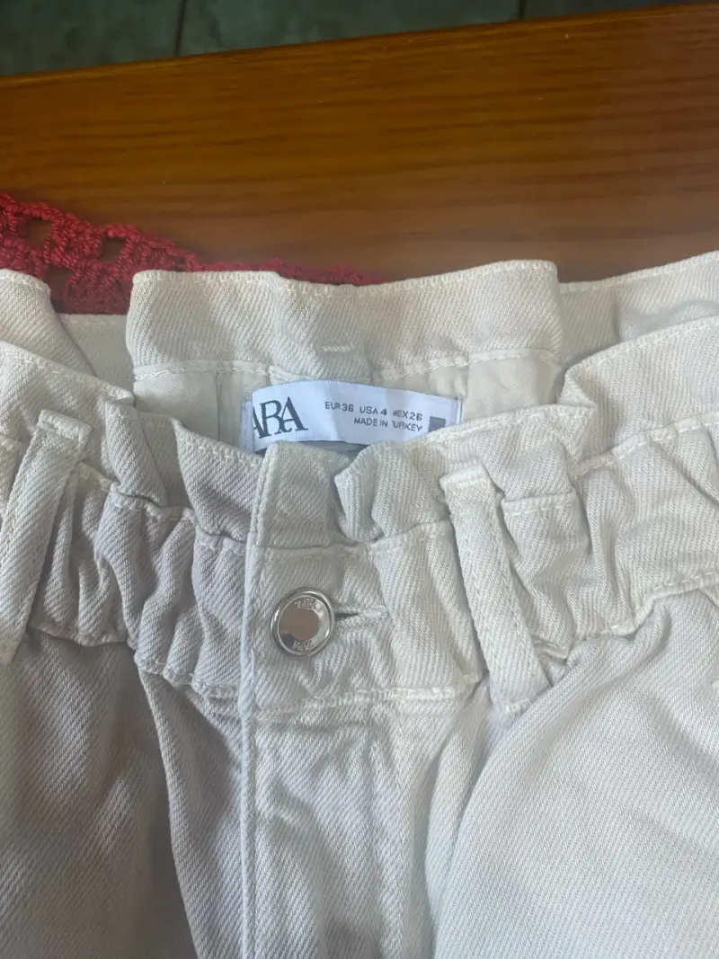 Pantalones beige con cintura elástica Zara - 2