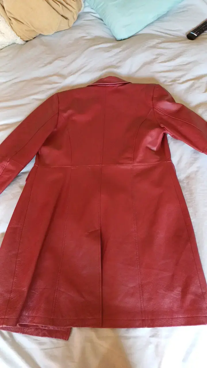 Abrigo de cuero rojo para mujer talla 40 - 5
