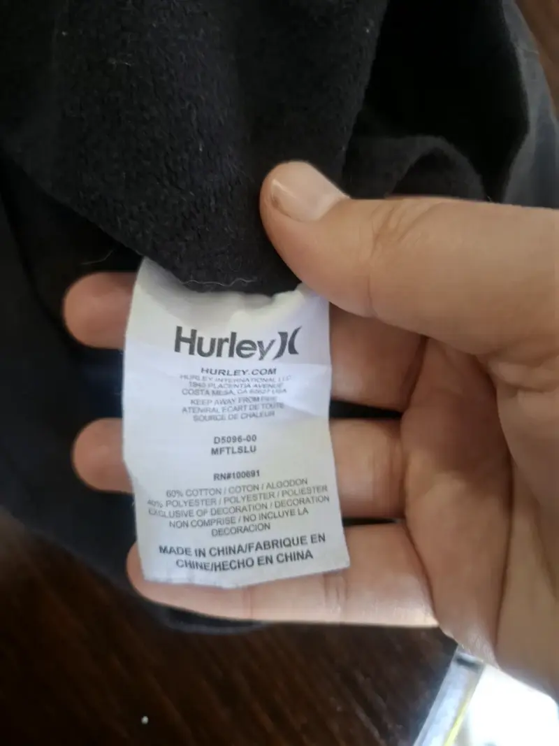 Polerón con capucha Hurley negro talla M - 4