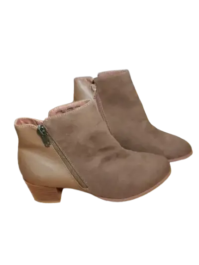 Botines Alaniz de gamuza color beige con tacón - miniatura 1
