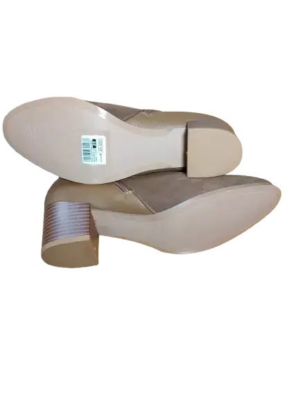 Botines Alaniz de gamuza color beige con tacón - 3