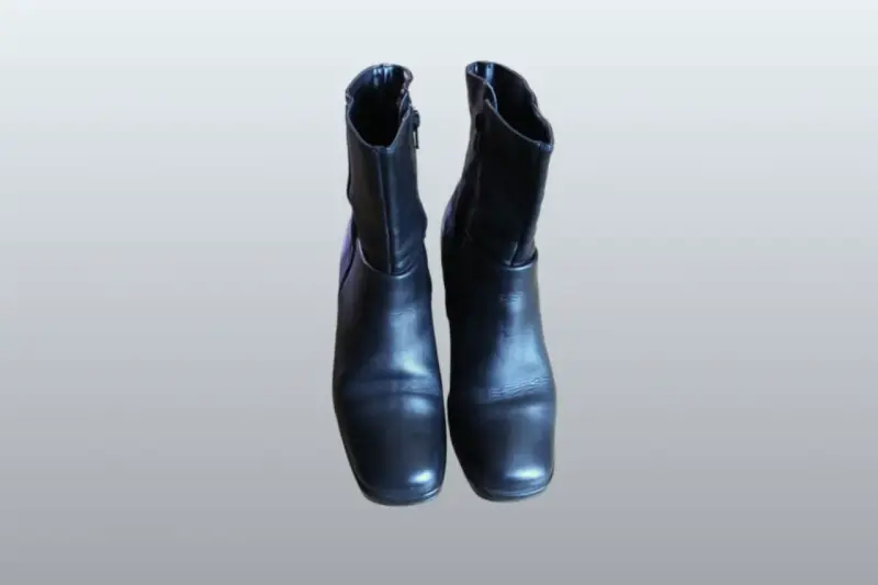 Botines de cuero negro con tacón para mujer - 3