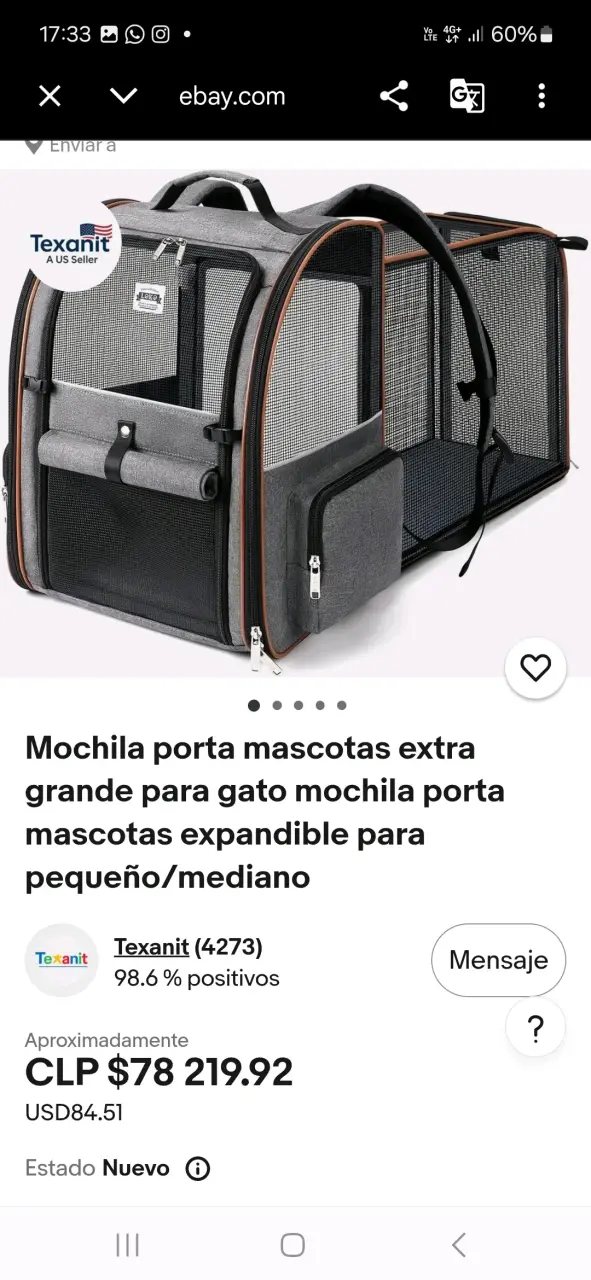 Mochila transportadora para mascotas Leke negra - 5