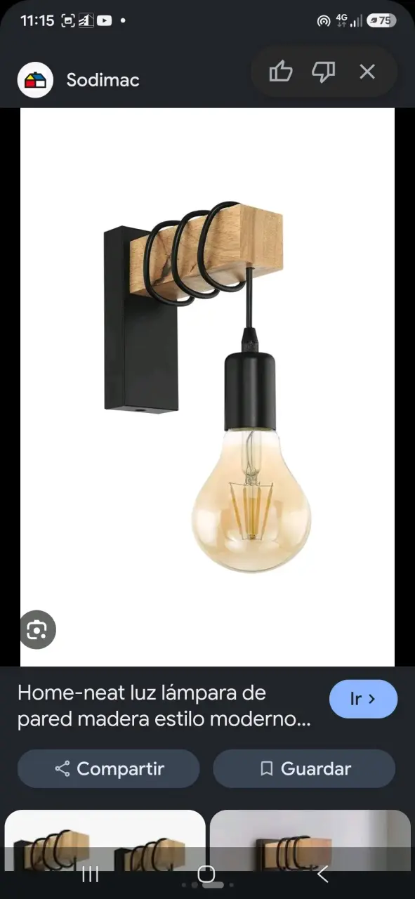 Lámpara de pared moderna de madera y metal - 2