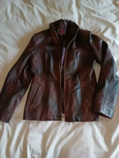 Chaqueta de cuero marrón Lederland para mujer - miniatura 1